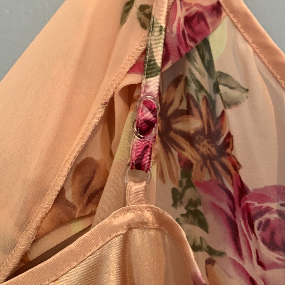 Slip Dress Lingerie Silky Floral Size Large Sexy Evening wear Dainty Pea… - Picture 6 of 10